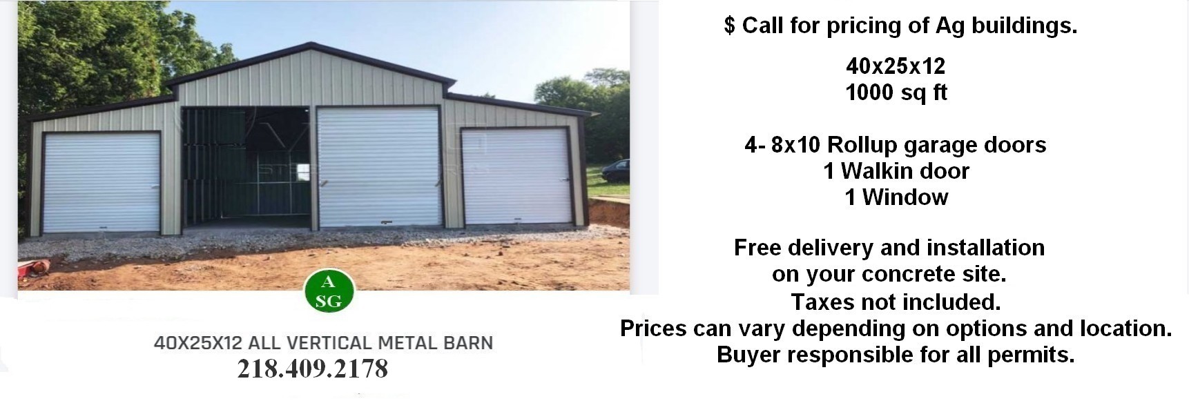 sample price 40x25x12-VBarn of  Barn
